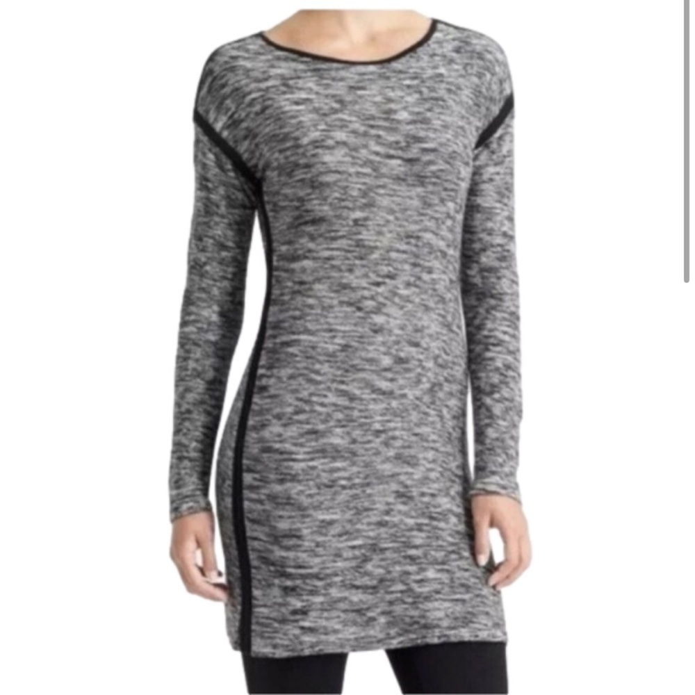 ATHLETA Retreat Sweater Dress Womens Small S Grey Black Long Sleeve Knit